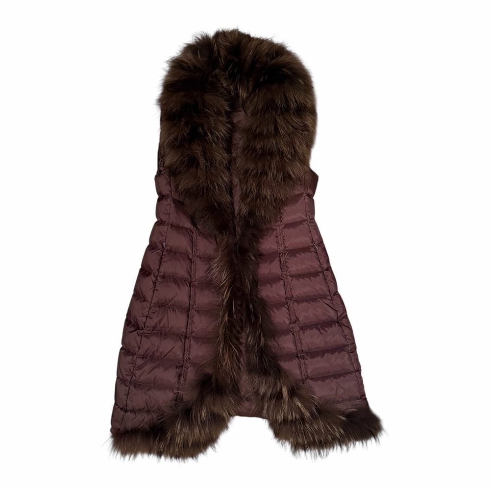SEVENTY Venezia Brown Puffer Down Jacket Vest Fur Women's Size: 46